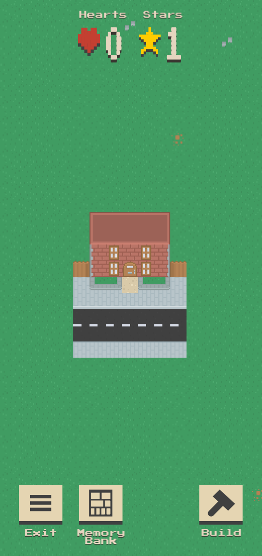 We now see a new building on the map, just a simple two-storey red house with a small section of road in front.